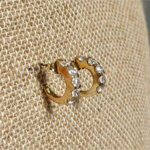 Sparkling CZ Open Hoop Earrings Gold-Plated 925 Silver